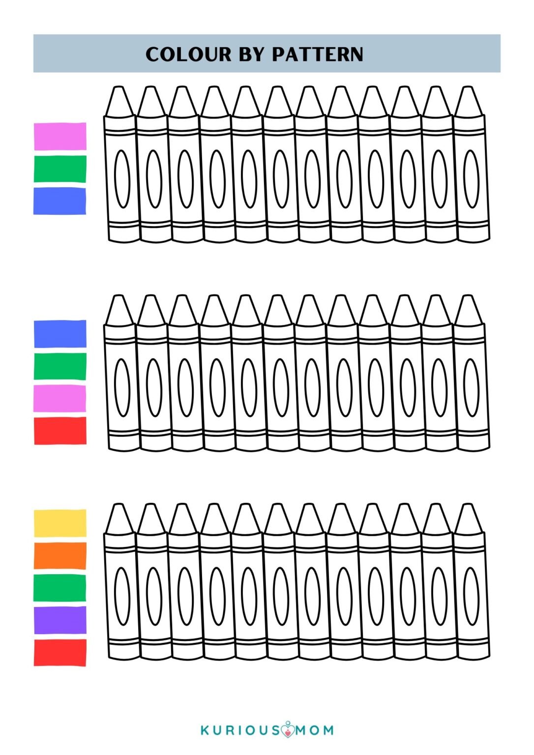 Easy Color Pattern Worksheet Colour by Pattern: A Fun Way to Build Early Learning Skills - KuriousMom