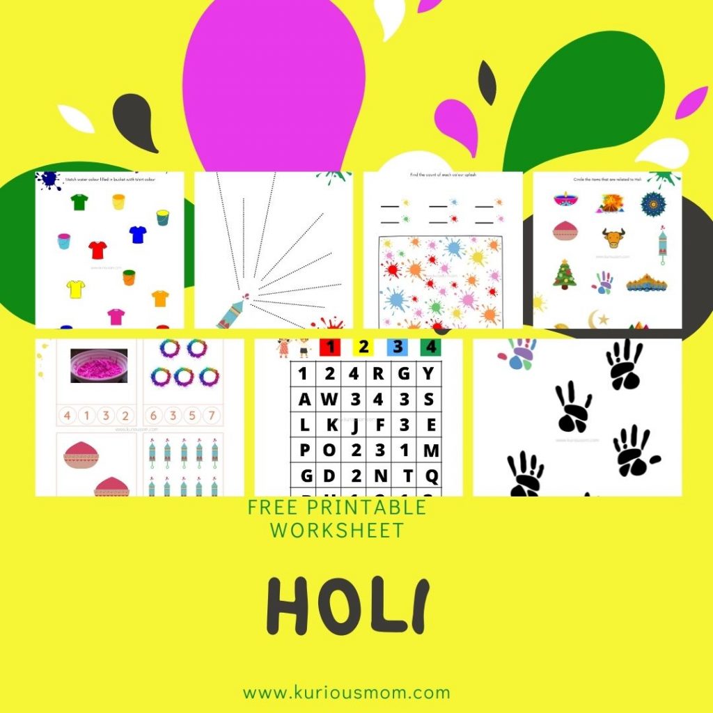 holi free printable worksheet
